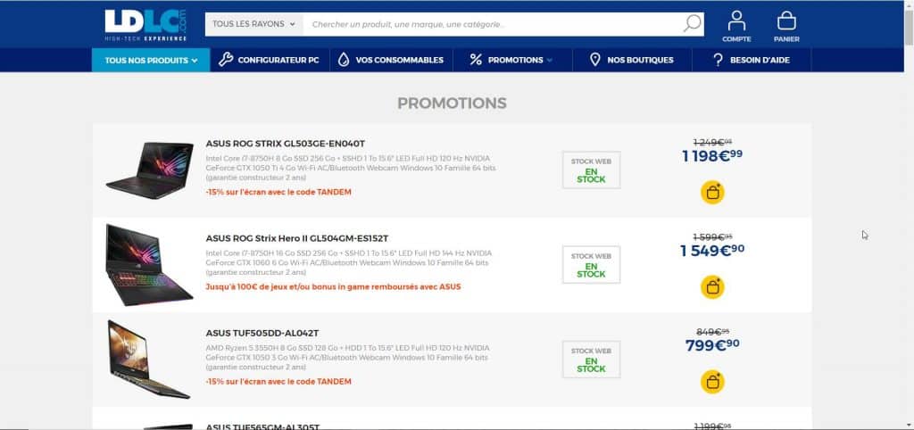 Exemple d'animation commerciale d'un site ecommerce : réduction