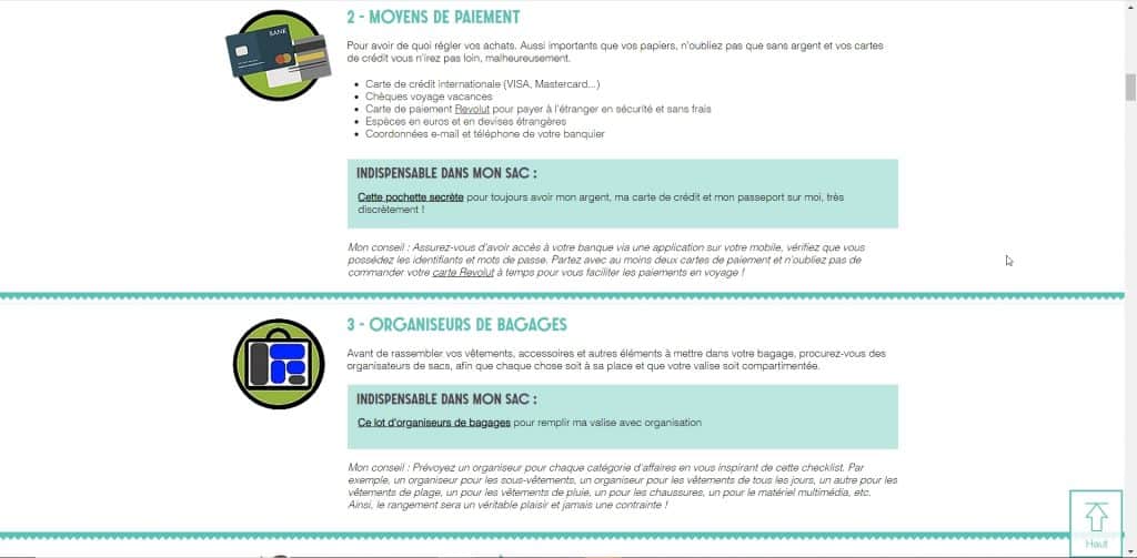 Une checklist pour voyager