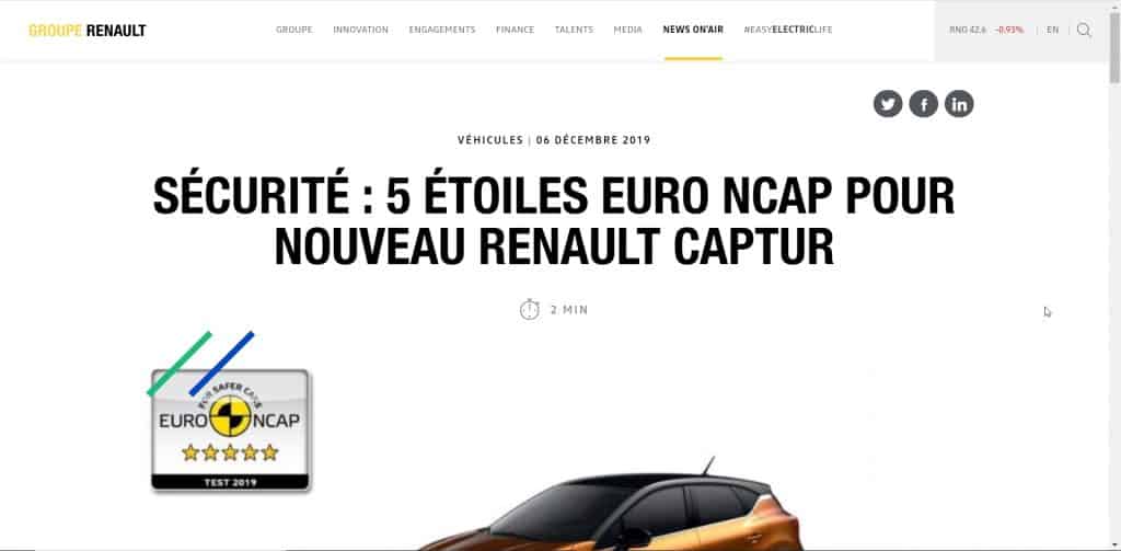 Une annonce sur le blog de Renault