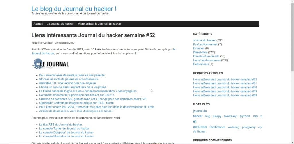 Une liste de liens