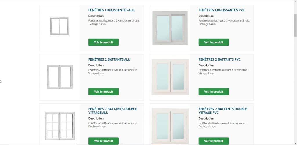 Site catalogue d'une menuiserie