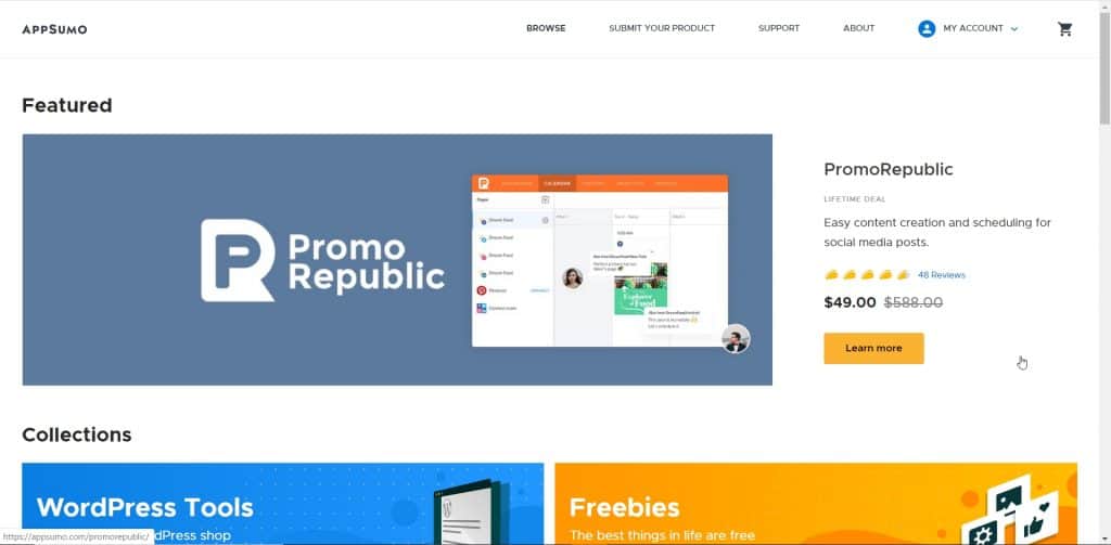 Le site ecommerce d'Appsumo